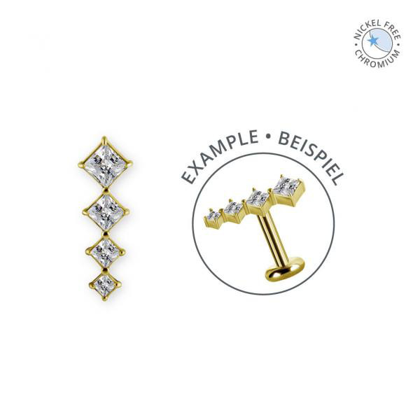 GOLD PVD CoCr NF THREADLESS ATT. SET W. SQUARE PREMIUM ZIRCONIA