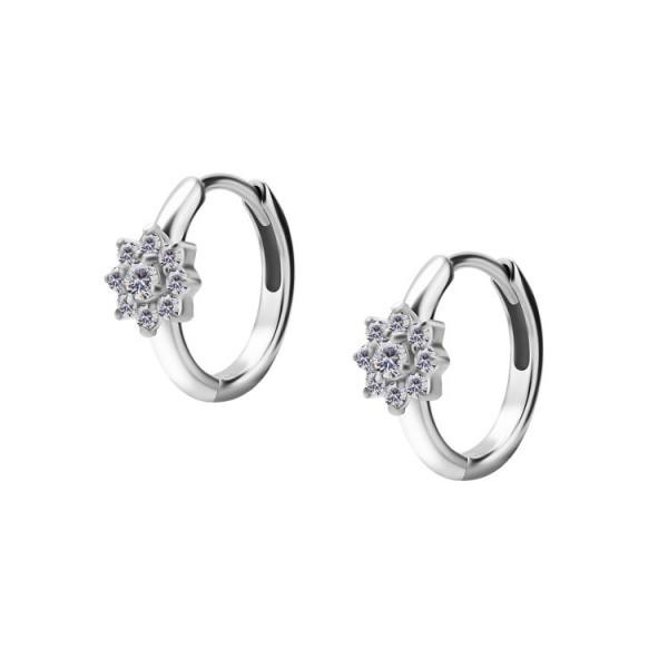 SS316L EAR HOOPS SET W. CUBIC ZIRCONIA (PAIR)