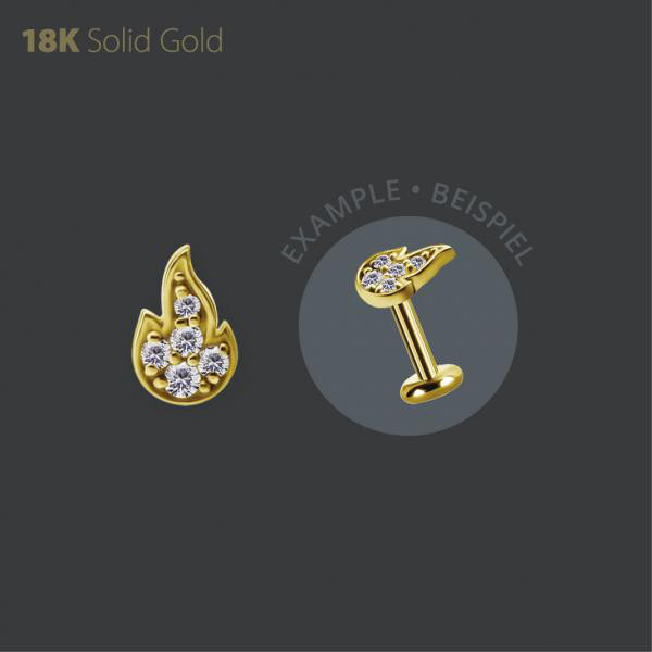 18K GOLD THREADLESS FLAME ATTACHMENT SET WITH PREMIUM ZIRCONIA