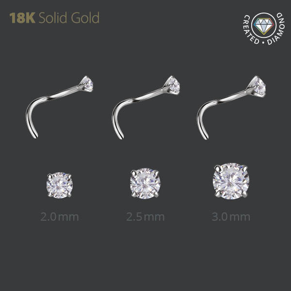18K WHITE GOLD JEWELLED NOSESTUDS SET WITH LAB CREATED DIAMONDS