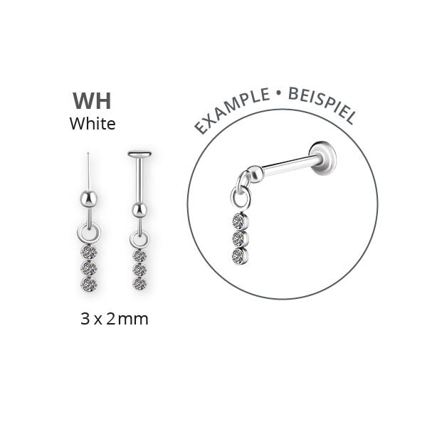 TITANIUM THREADLESS HIDDEN HELIX DANGLE ATTACHMENT SET W. PREMIUM ZIRCONIA