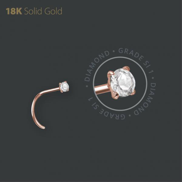 18K ROSE GOLD NOSESTUDS SET WITH GENUINE DIAMOND (GRADE SI 1)
