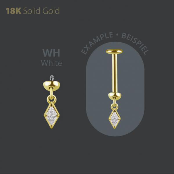 18K GOLD INTERNAL VERTICAL HELIX MICRO ATTACHMENT SET W. PREMIUM ZIRCONIA