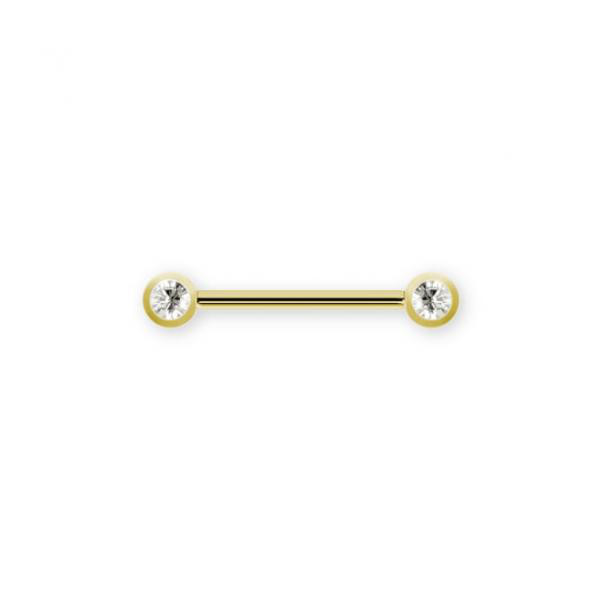 GOLD PVD TITANIUM JEWELLED FRONT FACING BARBELLS (FOR NIPPLE)