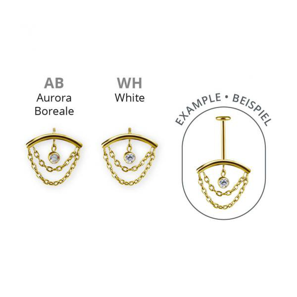 24K GOLD PVD TITANIUM INTERNAL ATTACHMENT FOR VERTICAL HELIX SET W PREMIUM ZIRCONIA