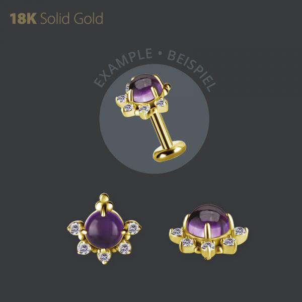 18K GOLD INTERNAL MICRO ATTACHMENT SET W. GENUINE DARK AMETHYST AND WHITE TOPAZ