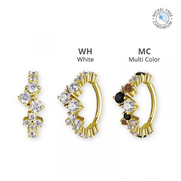 18K GOLD PVD CoCr NF HINGED SEGMENT RING SET W. PREMIUM ZIRCONIA