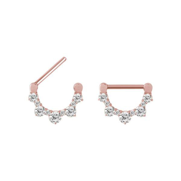 ROSE GOLD PVD SS316L JEWELLED NIPPLE CLICKER SHIELD (CZ PRONGS SETTING)