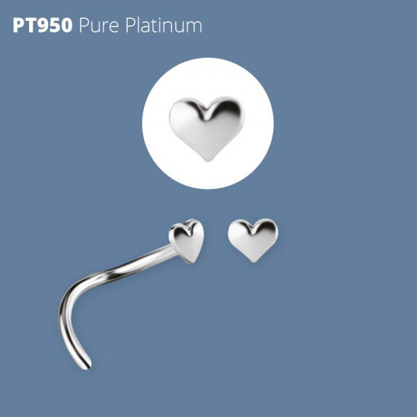 PLATINUM 950 HEART SHAPE NOSESTUD