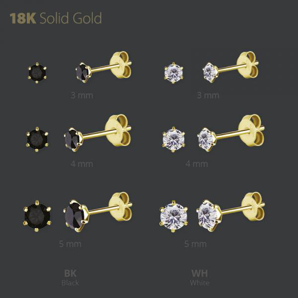 18K GOLD EAR STUD SET WITH PREMIUM ZIRCONIA