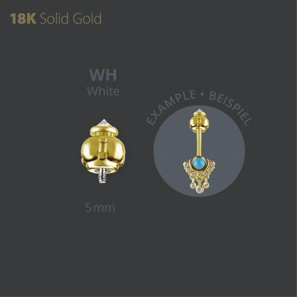 18K GOLD INTERNAL TOP BALL FOR VERTICAL HELIX SET W PREMIUM ZIRCONIA