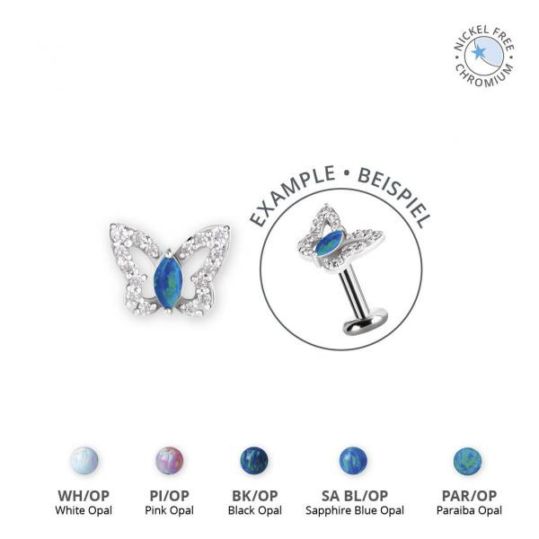 CoCr NF INTERNAL MICRO BUTTERFLY ATT. SET W. LAB CREATED OPALS