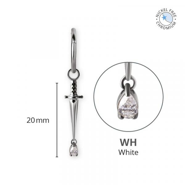 CoCr NF DAGGER CHARM SET W. PEAR SHAPE PREMIUM ZIRCONIA