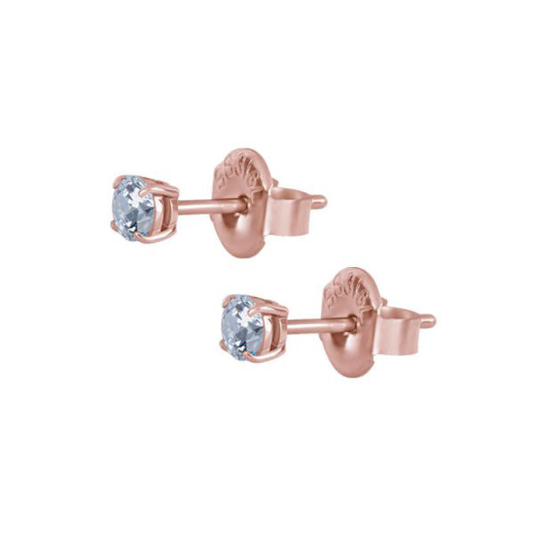 ROSE GOLD PVD SS316L EARSTUDS SET WITH ROUND PREMIUM ZIRCONIA (PAIR)