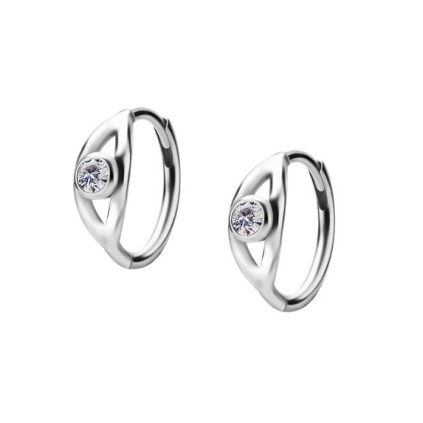 SS316L EAR HOOPS SET W. CUBIC ZIRCONIA (PAIR)