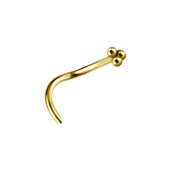 24K GOLD PVD TITANIUM CURVED NOSE STUDS (3 BALL TRINITY)