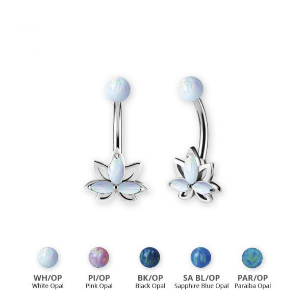 SS316L DOUBLE JEWELLED BELLY BANANA SET W.LAB CREATED OPALS