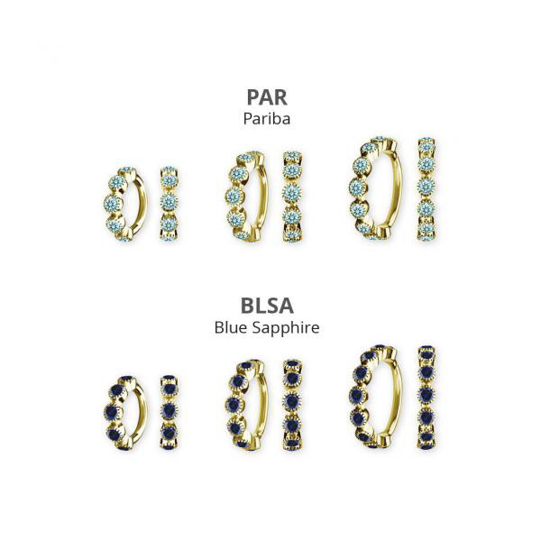 24K GOLD PVD SS316L HINGED CLICKER SET W. LAB CREATED GEMSTONE