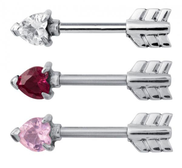 SS316L NIPPLE SHIELDS (ARROW WITH CUBIC ZIRCONIA)