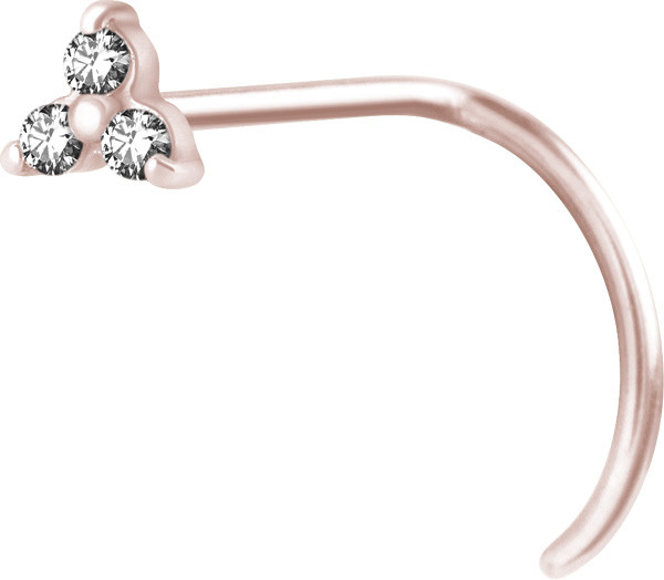 ROSEGOLD PVD SS316L NOSE STUD (TRINITY, CZ PRONG SETTING)