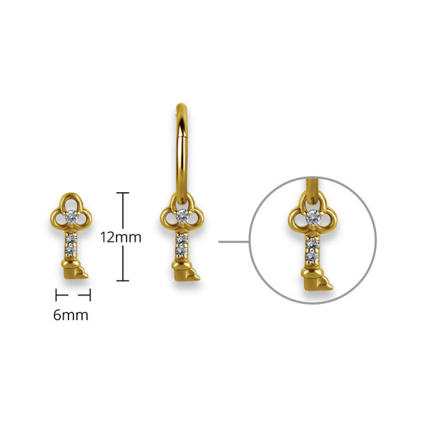 24K GOLD PVD SS316L KEY CHARM FOR HINGED SEGMENT RING