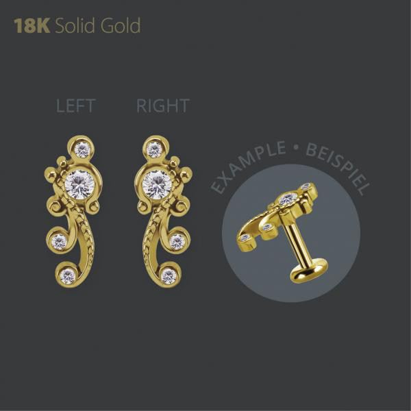 18K GOLD THREADLESS ATTACHMENT SET W. PREMIUM ZIRCONIA