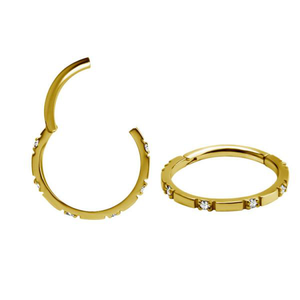 24K GOLD PVD SS316L CLICKER SET W. PREMIUM ZIRCONIA