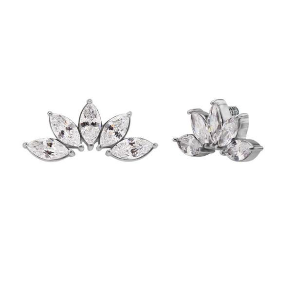 SS316L MICRO ATTACHMENT FOR HELIX SET W. MARQUISE CUBIC ZIRCONIA