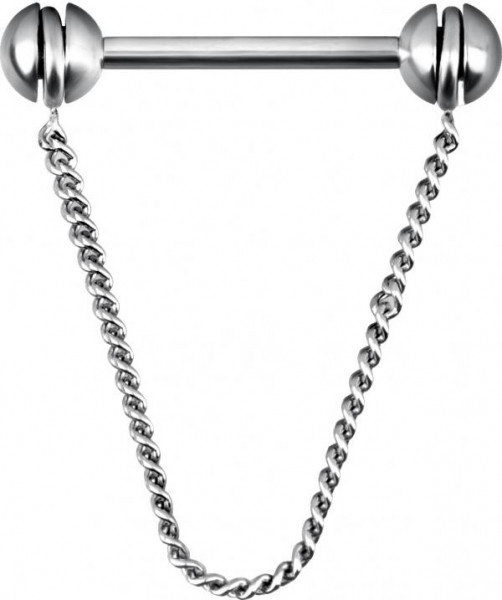 SS316L FREE ROTATING NIPPLE CHAIN BARBELL