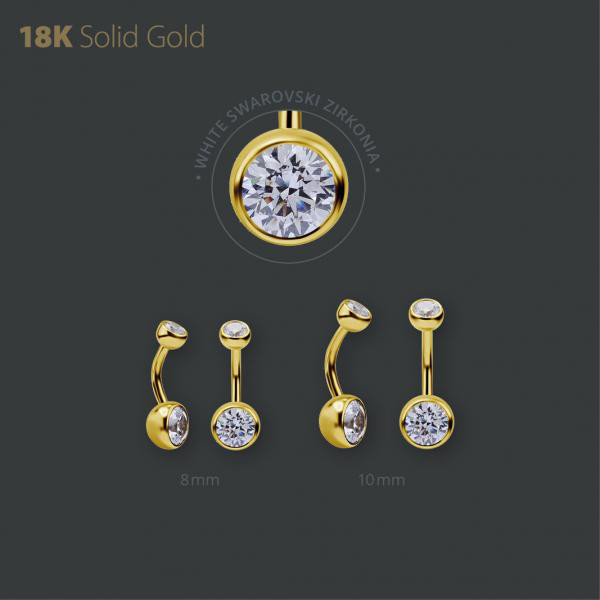 18K GOLD INTERNAL BELLY BANANA SET W. PREMIUM ZIRCONIA