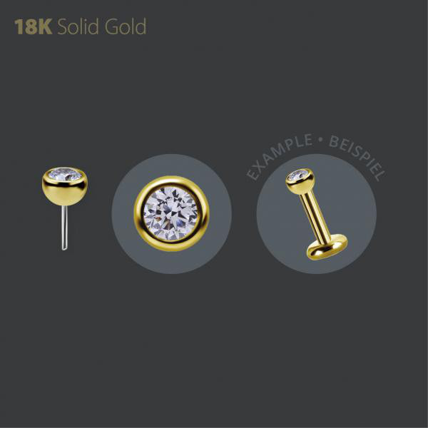 18K GOLD THREADLESS MICRO BALL SET W. PREMIUM ZIRCONIA