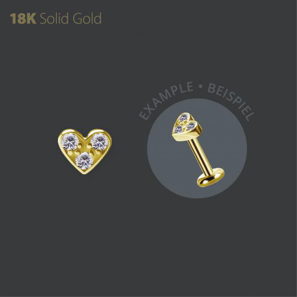 18K GOLD HEART SHAPE MICRO ATTACHMENT SET W. PREMIUM ZIRCONIA