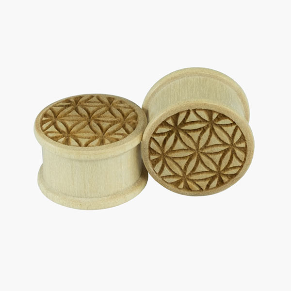 CLEAR WOOD FLOWER OF LIFE ORNAMENT PLUG