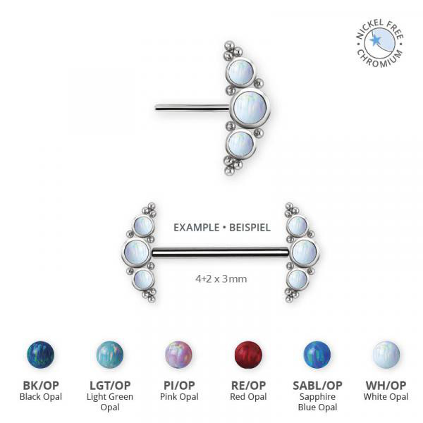 TITANIUM THREADLESS NIPPLE CLUSTER ATT. SET W. LAB CREATED OPALS