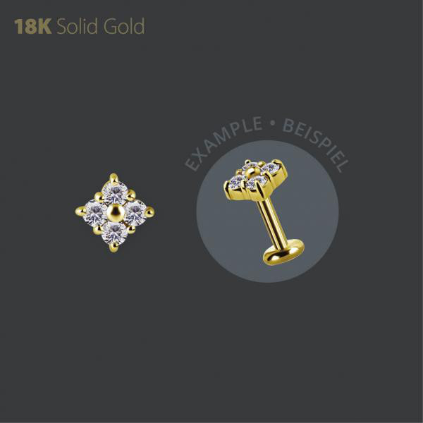 18K GOLD THREADLESS ATTACHMENT SET W. PREMIUM ZIRCONIA