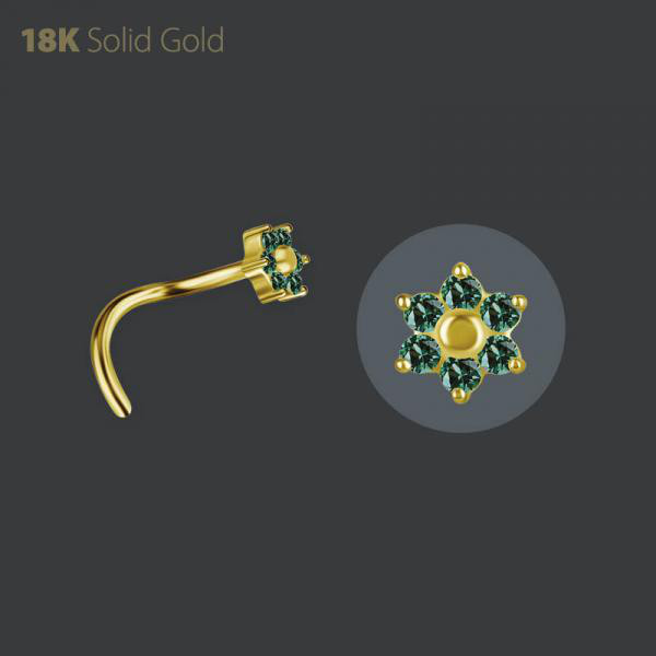 18K GOLD FLOWER NOSESTUD SET W. PREMIUM NANO GEMS