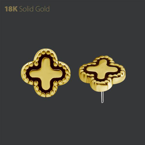 18K GOLD PLAIN CLOVER THREADLESS ATTACHMENT