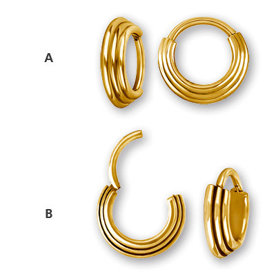 24K GOLD PVD SS316L HINGED RING (3 RINGS CONCAVE)