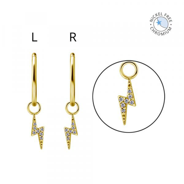 18K GOLD PVD CoCr NF FLASH CHARMS FOR HINGED RINGS SET W. PREMIUM ZIRCONIA