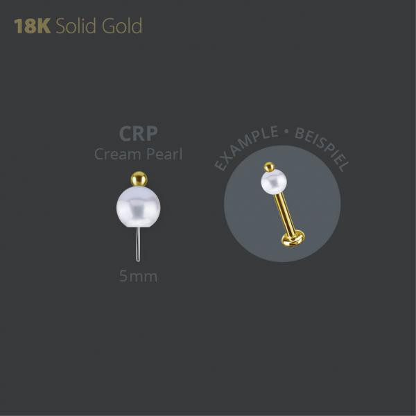 THREADLESS FRESH WATER PEARL WITH 18K GOLD BALL