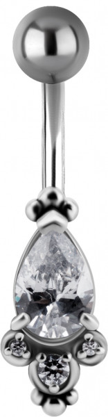 SS316L TRIBAL BELLY BANANA SET WITH CUBIC ZIRCONIA