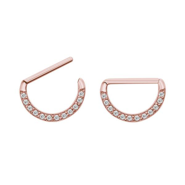ROSE GOLD PVD SS316L JEWELLED NIPPLE CLICKER SHIELD (CZ SETTING)