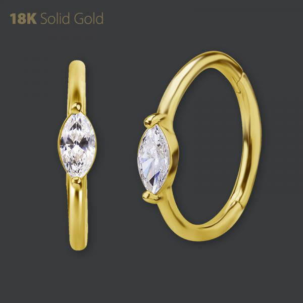 18K GOLD HINGED RING SET W. MARQUISE PREMIUM ZIRCONIA