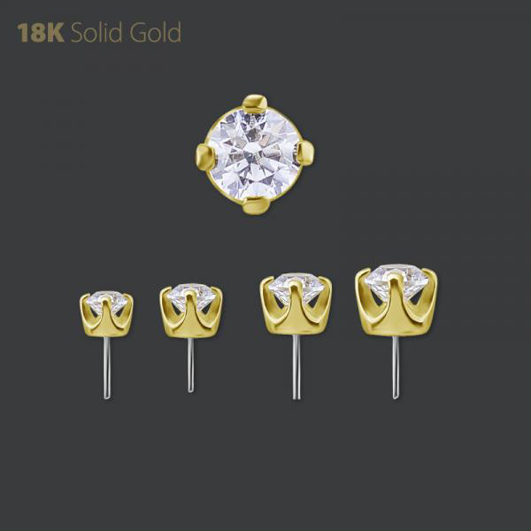 18K GOLD THREADLESS ATTACHMENT SET W. PREMIUM ZIRCONIA