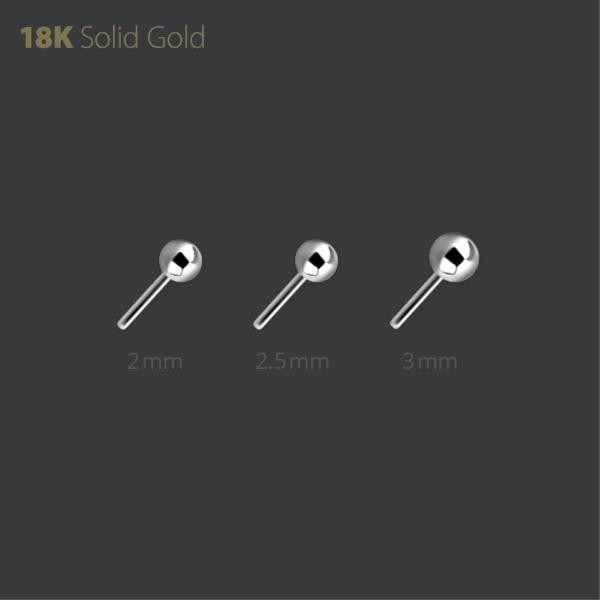 18K WHITE GOLD BALL ATTACHMENT FOR THREADLESS SYSTEM