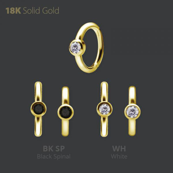 18K GOLD HINGED SEGMENT CLICKER SET WITH PREMIUM ZIRCONIA