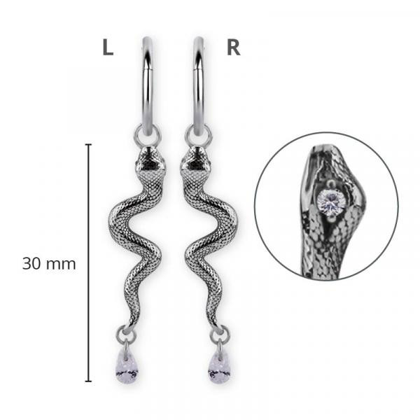 SS316L SNAKE CHARM W.EYE SETTING A FLOATING PEAR SHAPE