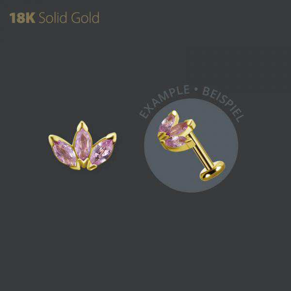 18K GOLD INTERNAL FAN MICRO ATTACHMENT SET W. GENUINE PINK SAPPHIRE