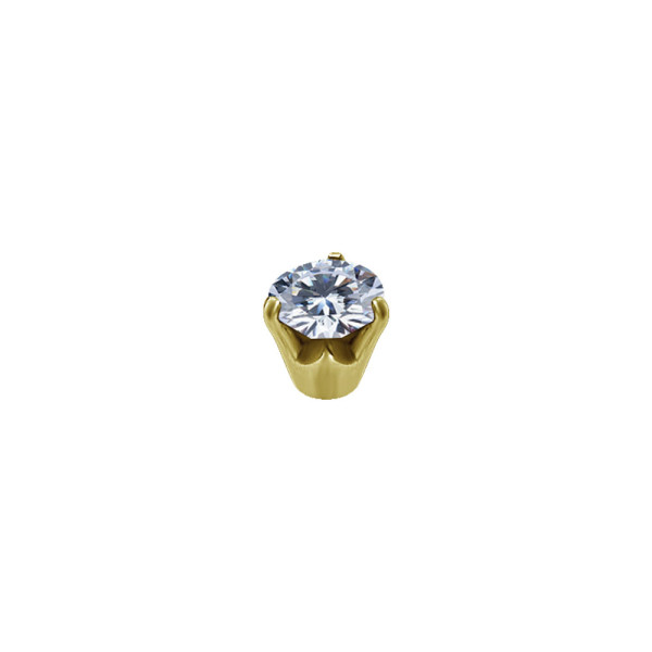 24K GOLD PVD BALL WITH ROUND PREMIUM ZIRCONIA, PRONG SET