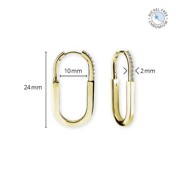 18K GOLD PVD CoCr NF HINGED EAR HOOPS SET W. PREMIUM ZIRCONIA